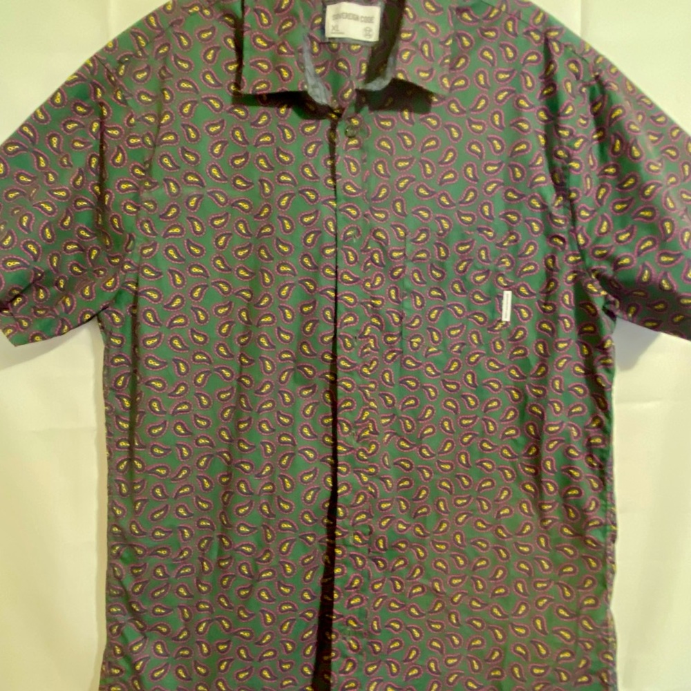 Men’s Sovereign Code Casual Green and Purple Button Down Shirt